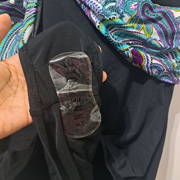 Ann Cole Essentials One Piece Swimsuit Summer Black Multi Color Size 16 NWT - Picture 12 of 14